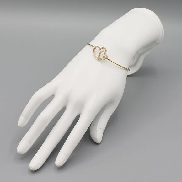 Jewelry bracelet heart love romantic sparkly sparkle yellow gold tone elegant - Picture 4 of 7